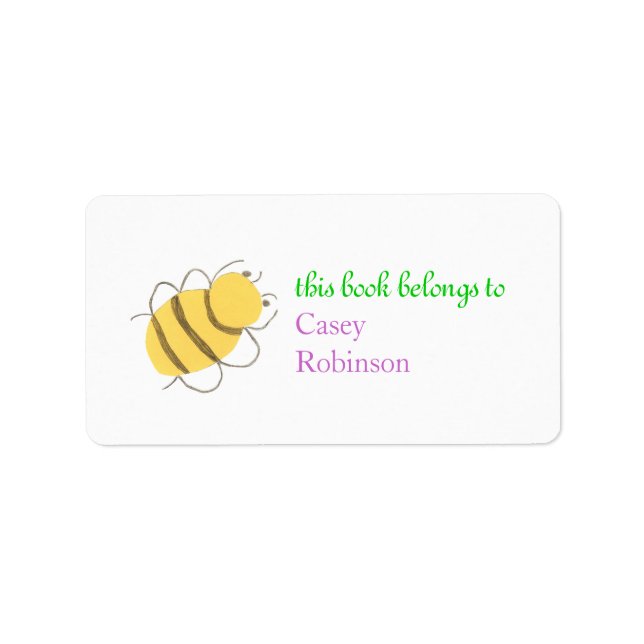 Etiqueta Ex libris personalizado de abeja pequeña (Frente)