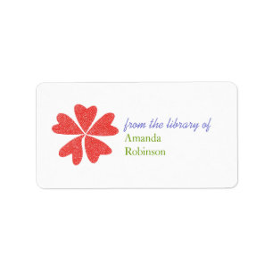 Etiqueta Ex libris personalizado de corazones floreciendo -