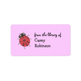 Etiqueta Ex libris personalizado de mariquita - rosa