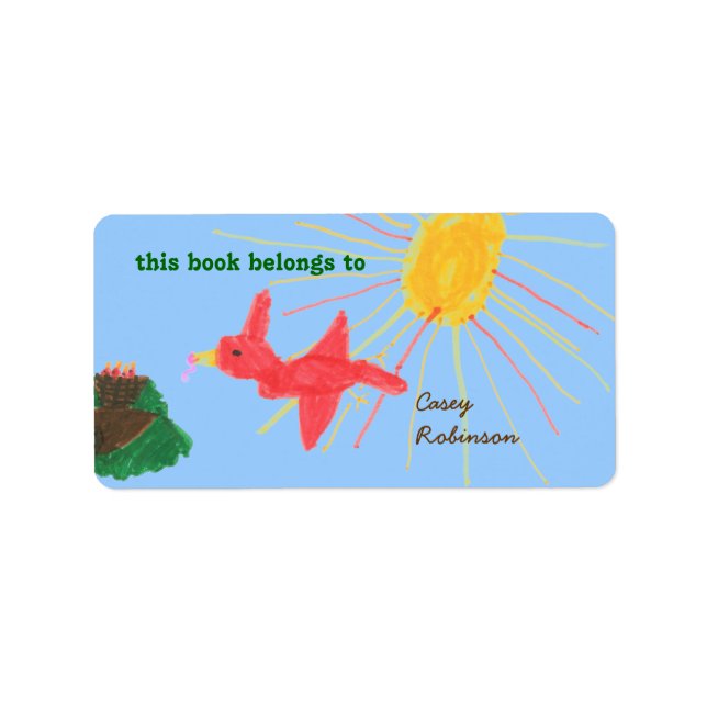 Etiqueta Ex libris personalizado de pajarito soleado (Frente)