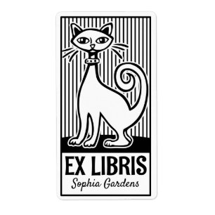Etiqueta Ex Libris - Retro Cat v2