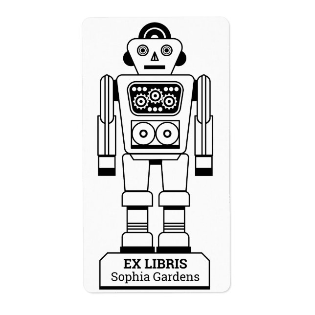 Etiqueta Ex Libris - Robot Librarian v2 (Frente)