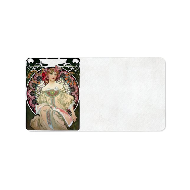 Etiqueta F. Champenois Imprimeur-Éditeur, por Alfons Mucha (Frente)