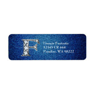Etiqueta F Faux Diamond on Denim Return Address Label