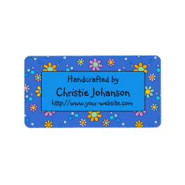 Etiqueta Fabricado a mano por - flores de doodle lindas y c