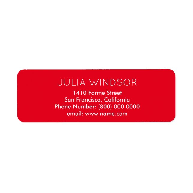 Etiqueta fácil de leer y simple, rojo simple (Frente)