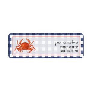 Etiqueta Faded Gingham Crab