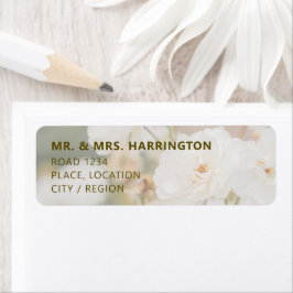 Etiqueta Faded White Rose Photo Background Elegant Wedding