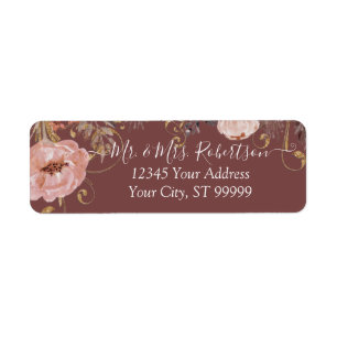 Etiqueta Fall Airy Floral BOHO Earth Tone Rosa acuarela