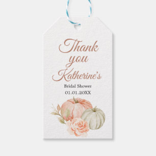 Etiqueta Fall Peach y Green Pumpkin Rustic Gracias