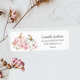 Etiqueta Fall Pink Pumpkin Address Label