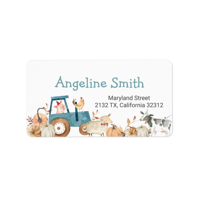Etiqueta Fall Pumpkin Farm Animal Tractor Address Label (Frente)
