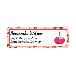 Etiqueta Fall Pumpkin Pink Baby Shower
