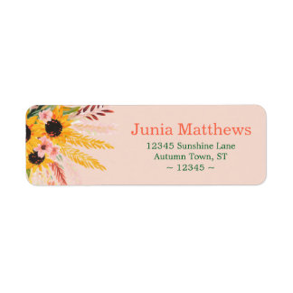 Etiqueta Fall Sunflower Bouquet Return Address Labels