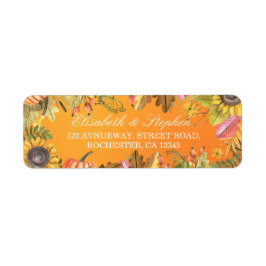 Etiqueta Fall  Wedding Address Autumn Maple Leaves Pumpkin 