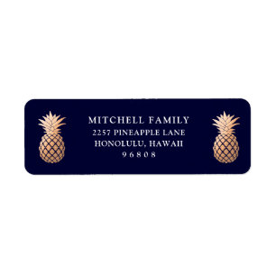 Etiqueta Falsas piñas color de rosa del oro en azules