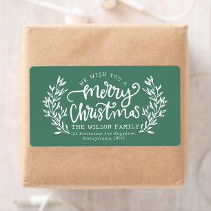 Etiqueta Familia de Caligrafía con Letra Verde