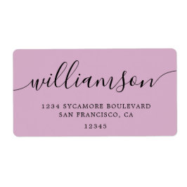 Etiqueta Familia de guión lavanda rosa Dirección de devoluc