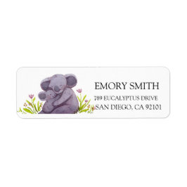 Etiqueta Familia de Koala Acuarela