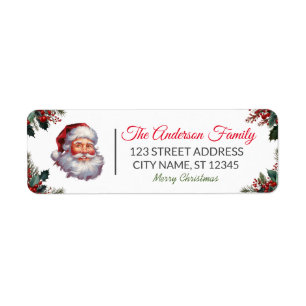 Etiqueta Familia Feliz Navidad Papá Noel Personalizado