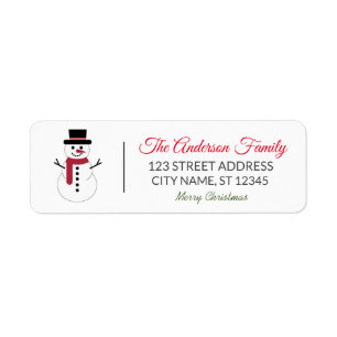 Etiqueta Familia Feliz Navidad Snowman personalizado