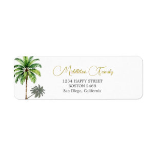Etiqueta Familia Tropical Palm Tree Gold Elegant