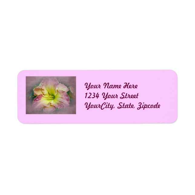 Etiqueta Fancy Pink Daylily Blossom (Frente)