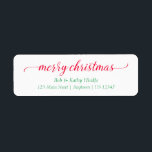Etiqueta Fancy Script Merry Christmas Return Address Labs<br><div class="desc">Estos son perfectos para dirigirse a todas las tarjetas de Navidad - sencillas y elegantes estas etiquetas de la dirección de retorno de Feliz Navidad irán perfectamente con cualquier tarjeta!</div>
