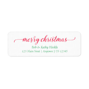 Etiqueta Fancy Script Merry Christmas Return Address Labs