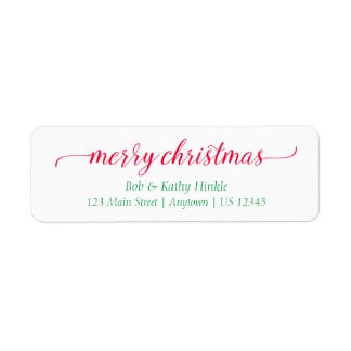 Etiqueta Fancy Script Merry Christmas Return Address Labs