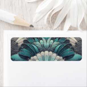 Etiqueta Fans de Art Nouveau Blue and Silver