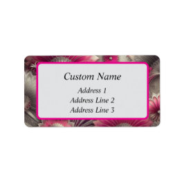 Etiqueta Fans de rosa y plateado Art Nouveau