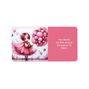 Etiqueta Fantasía Chica lindo gato rosado