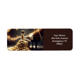 Etiqueta Fantasía Chica lindo jugando al piano