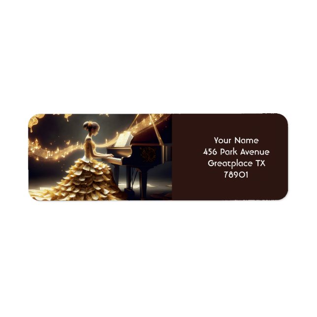 Etiqueta Fantasía Chica lindo jugando al piano (Frente)