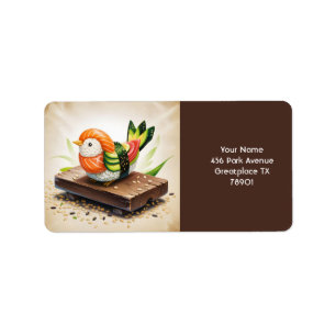 Etiqueta Fantasía Cuidada Pequeña Pájaro Sushi