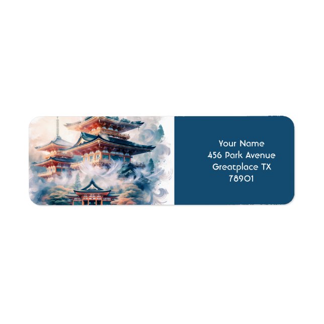 Etiqueta Fantasía Cuidada Templo Japonés (Frente)