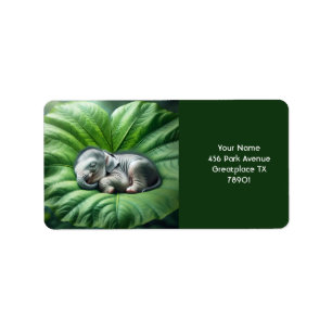 Etiqueta Fantasía Cute Baby Elephant Leaf
