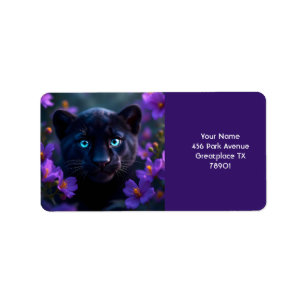 Etiqueta Fantasía Cute Baby Panther Flores