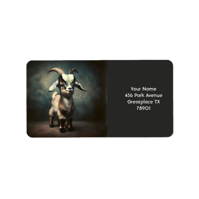 Etiqueta Fantasía Cute Gracioso Bebé Cabra (Frente)