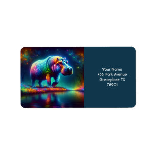 Etiqueta Fantasía Cute Hippo Multicolor Luces