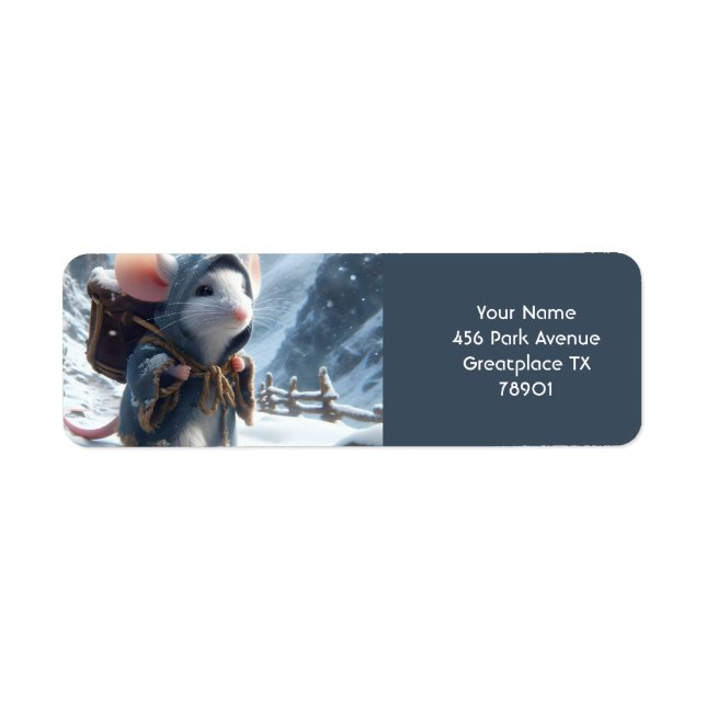 Etiqueta Fantasía Cute Pequeñas Montañas De Ratón (Frente)