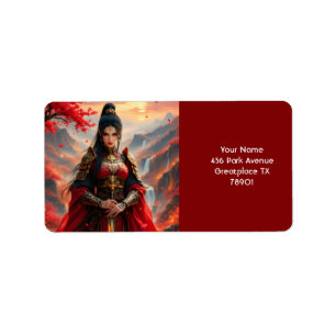 Etiqueta Fantasía Cute Red Femenina Samurai