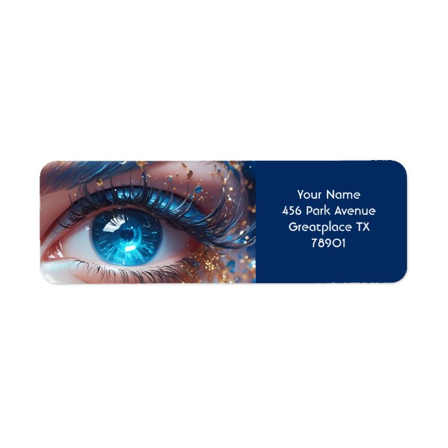 Etiqueta Fantasía Diamantes de Ojos Azules (Frente)