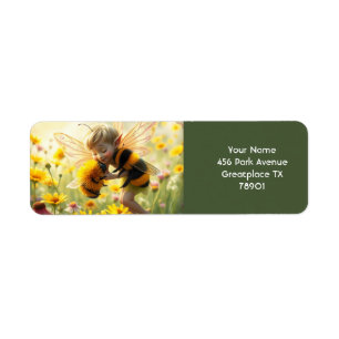 Etiqueta Fantasía dulce flor de abeja besar