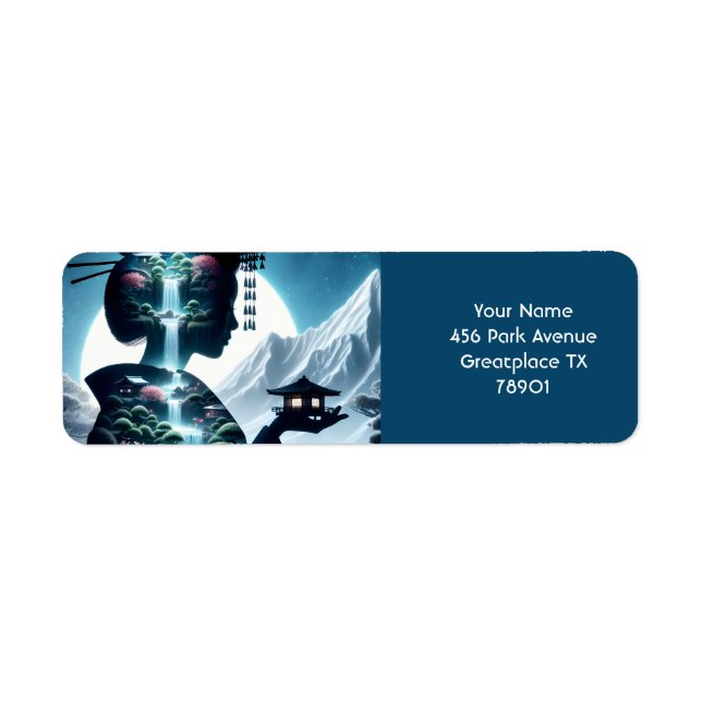 Etiqueta Fantasía en un paisaje de Chica japonés (Frente)
