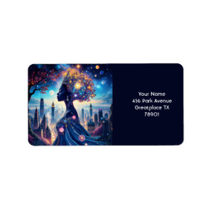 Etiqueta Fantasía linda dama negra