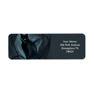 Etiqueta Fantasía lindo gato noche negro
