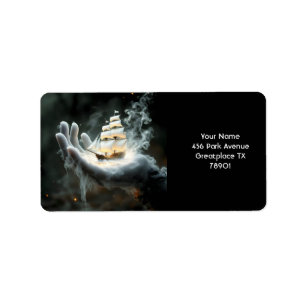 Etiqueta Fantasía Lindo Mano Barco Humo