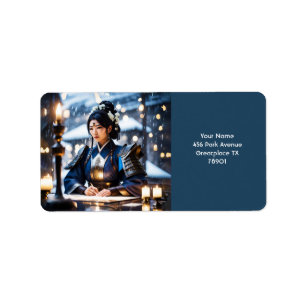 Etiqueta Fantasía suave general de samurai japonés